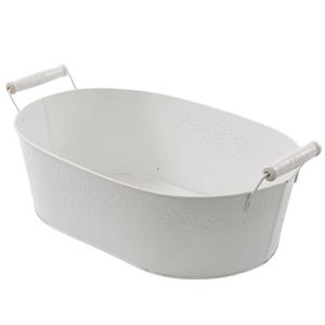 Vaschetta ovale in latta bianco neve 39X24H12