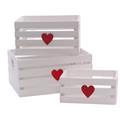 Cassetta bianca in abete 21X22H15  in set di 3  