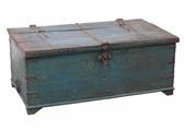 Baule in teak azzurro 122x67H49