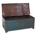 Baule in teak azzurro 122x67H49