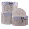 Baule semirotondo in bambù bianco 68x42H43 in set di 3 