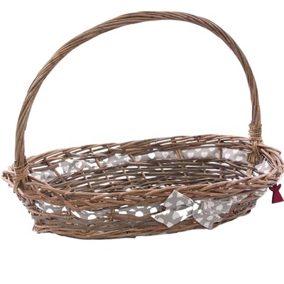 Cesto ovale grigio con fiocco 55x39H40