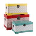 Baule in mdf in fantasia colorata 65X38H35 in set di 3