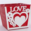 Portavaso rosso in legno Love 14x14H12