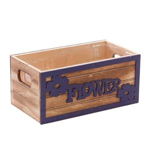 Portavaso viola in legno brunito Flowers 21x11H9