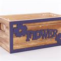 Portavaso viola in legno brunito Flowers 21x11H9