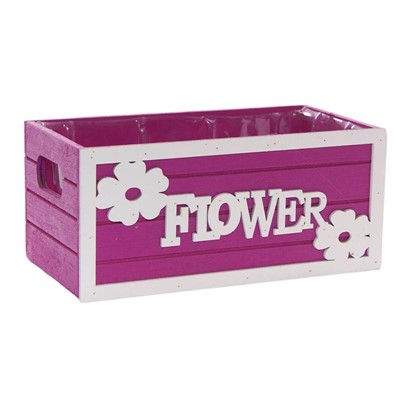 Portavaso fucsia in legno Flowers 21x11H9