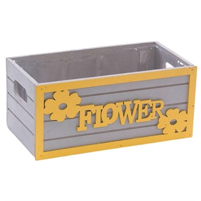 Portavaso grigio in legno Flowers 21x11H9