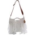 Borsa a tracolla bianca con frange 37x25 