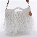 Borsa a tracolla bianca con frange 37x25 