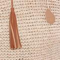 Borsa beige con manici in bambù 45x35