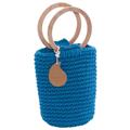 Borsa a secchiello blu con manici in legno Ø15H35 
