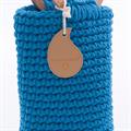 Borsa a secchiello blu con manici in legno Ø15H35 