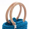 Borsa a secchiello blu con manici in legno Ø15H35 
