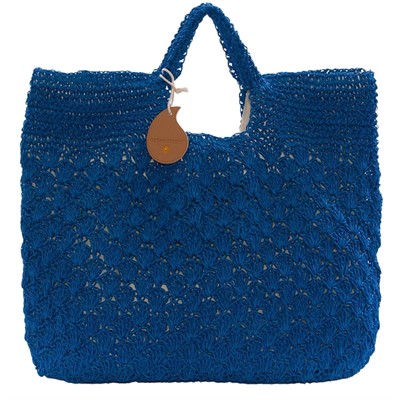 Borsa in fibre naturali blu 48x40