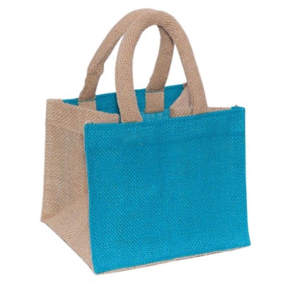 Borsina turchese in juta 16x16H14