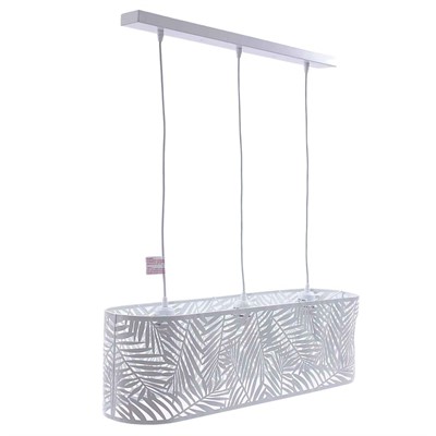 Lampadario ovale in metallo bianco a 3 luci 75x20H23
