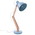 Lampada da scrivania in metallo grigio azzurro e legno 16x30H55