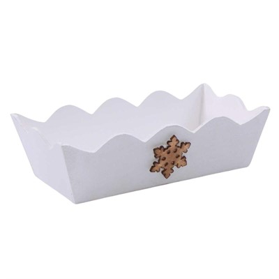 Vaschetta in abete bianca con fiocco marrone 28X16H8