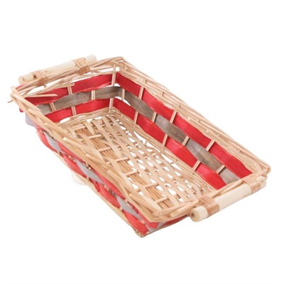 Cesto rettangolare in vimini decorato 39/36X27H10