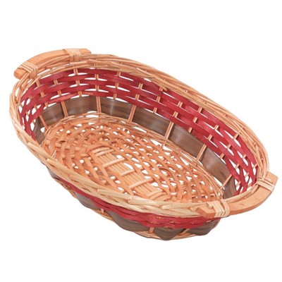 Cesto in vimini rosso/naturale con manici 49X36H12