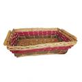Cesto rettangolare in vimini miele/rosso con manici 49X36H12