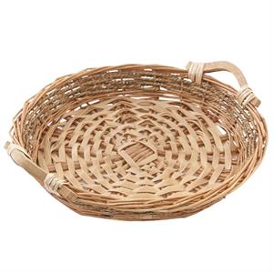 Piatto in vimini bianco con decorazione Ø34H5