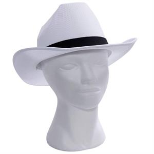 Cappello in poliestere bianco con fascetta decorativa taglia unica