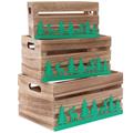 Cassetta abete brunita con decorazione verde 36X26H18 in set di 3