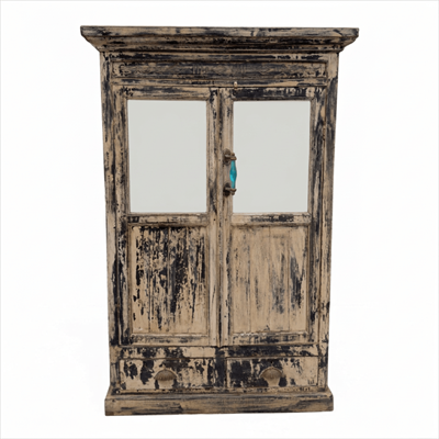 Armadio in teak marrone anticato con specchio 99X47H149