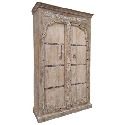 Armadio in teak e mango bianco anticato 126X50H207