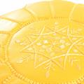 Pouf rotondo in cuoio giallo Ø50H30