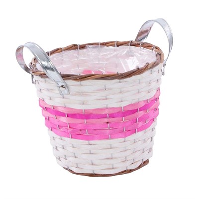 Portavaso in vimini fucsia con manici Ø25H21