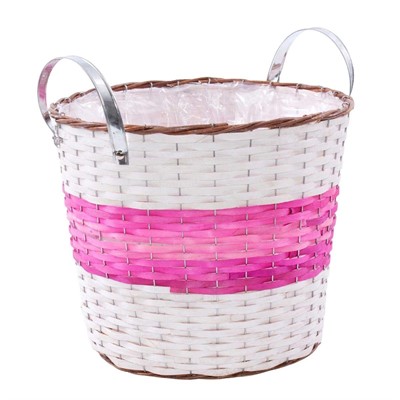 Portavaso in vimini fucsia con manici Ø40H35