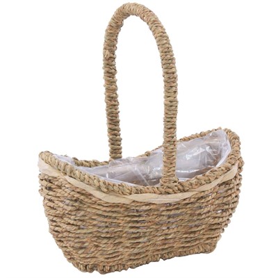 Cesto a barchetta in cordoncino con manico 25X15H10-14/30