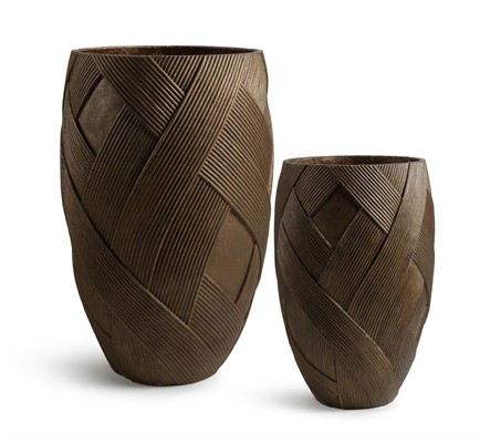 Vaso in fibrocemento oro vecchio Ø56H84 in set di 2