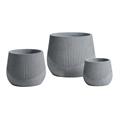 Vaso bombato grigio in fibrocemento Ø55H45 in set di 3