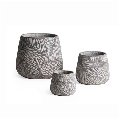 Vaso in fibrocemento foglie Burgundy Ø54H46 in set di 3