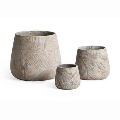 Vaso in fibrocemento foglie Maple Ø54H46 in set di 3