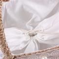 Borsa ovale in fibre naturali con merletto e coulisse 50x25H27/47