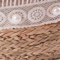 Borsa ovale in fibre naturali con merletto e coulisse 50x25H27/47