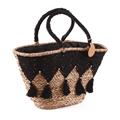 Borsa in fibre naturali in merletto nero 59x22H30/50