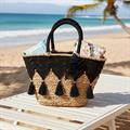 Borsa in fibre naturali in merletto nero 59x22H30/50