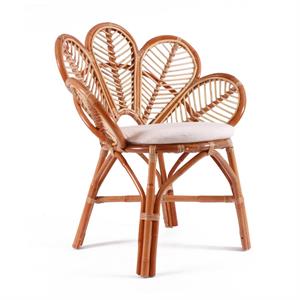 Poltrona a petalo in rattan con cuscino 77x64H91