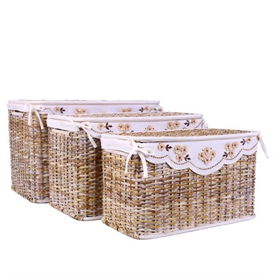 Baule in rattan sbiancato 65X40H42 in set di 3 