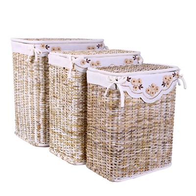 Portabiancheria in rattan sbiancato 48X36H58 in set di 3