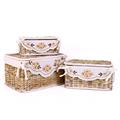 Scatola in rattan sbiancato foderata 38X28H20 in set di 3