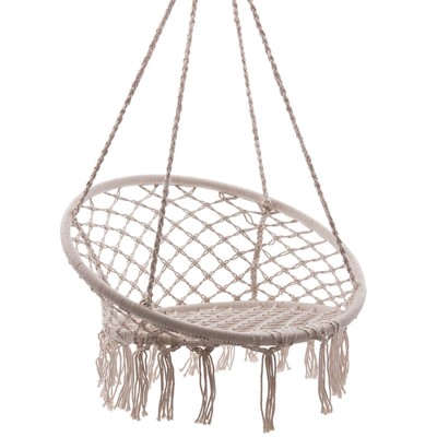Poltrona amaca pensile in cotone beige 80X80X125