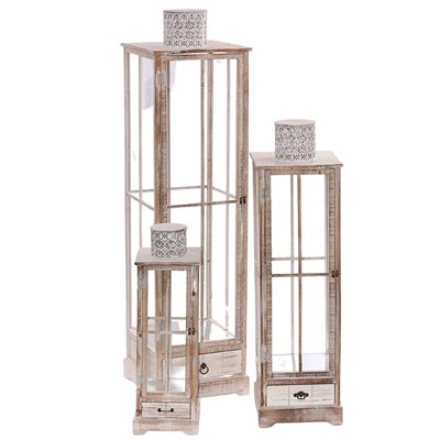 Lanterna in abete 40X40H151 in set di 3
