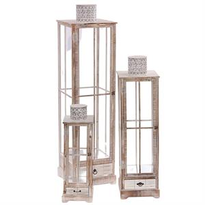 Lanterna in abete 40X40H151 in set di 3